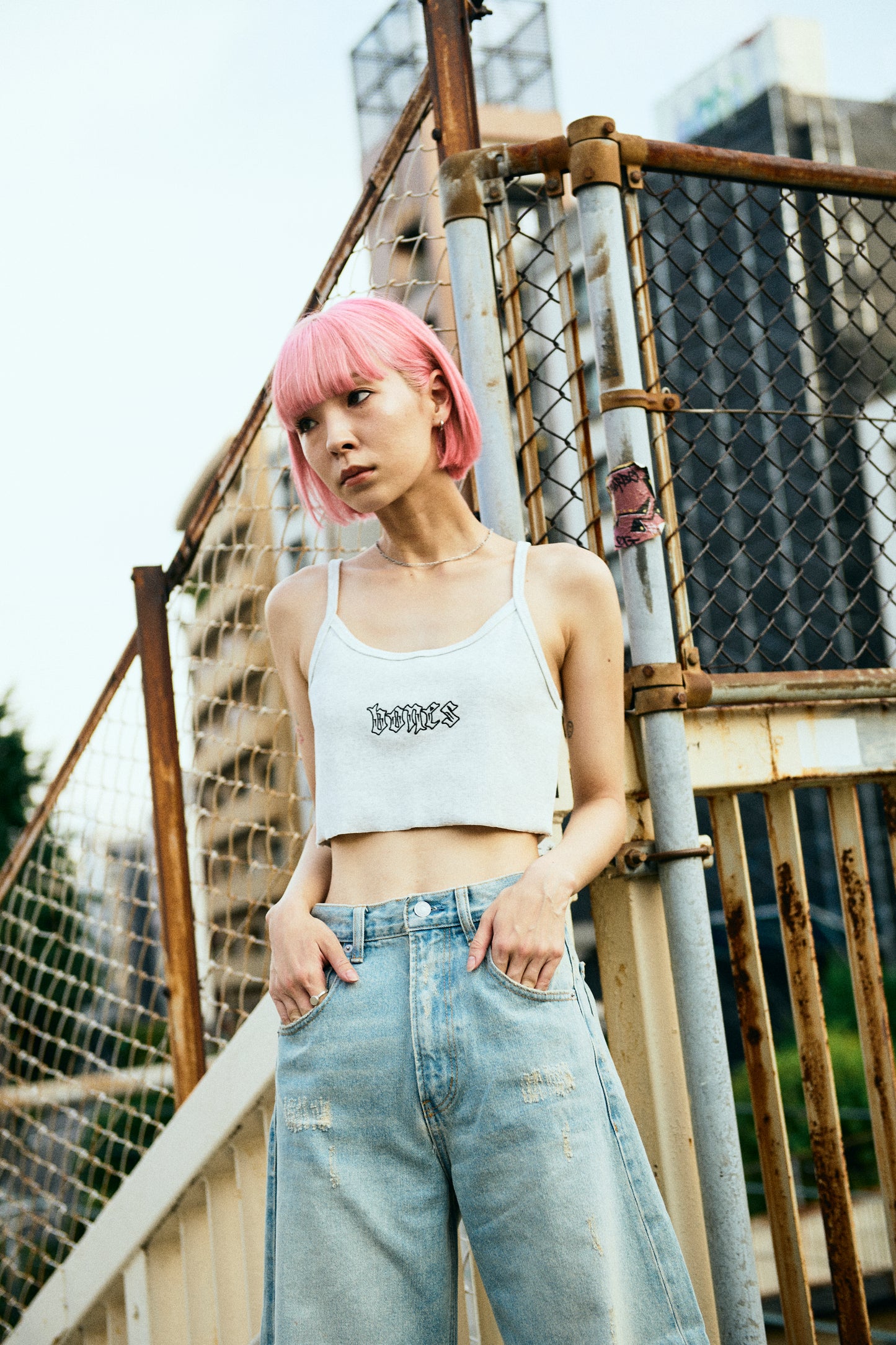 Bones Club Rib Crop - Snow Marle