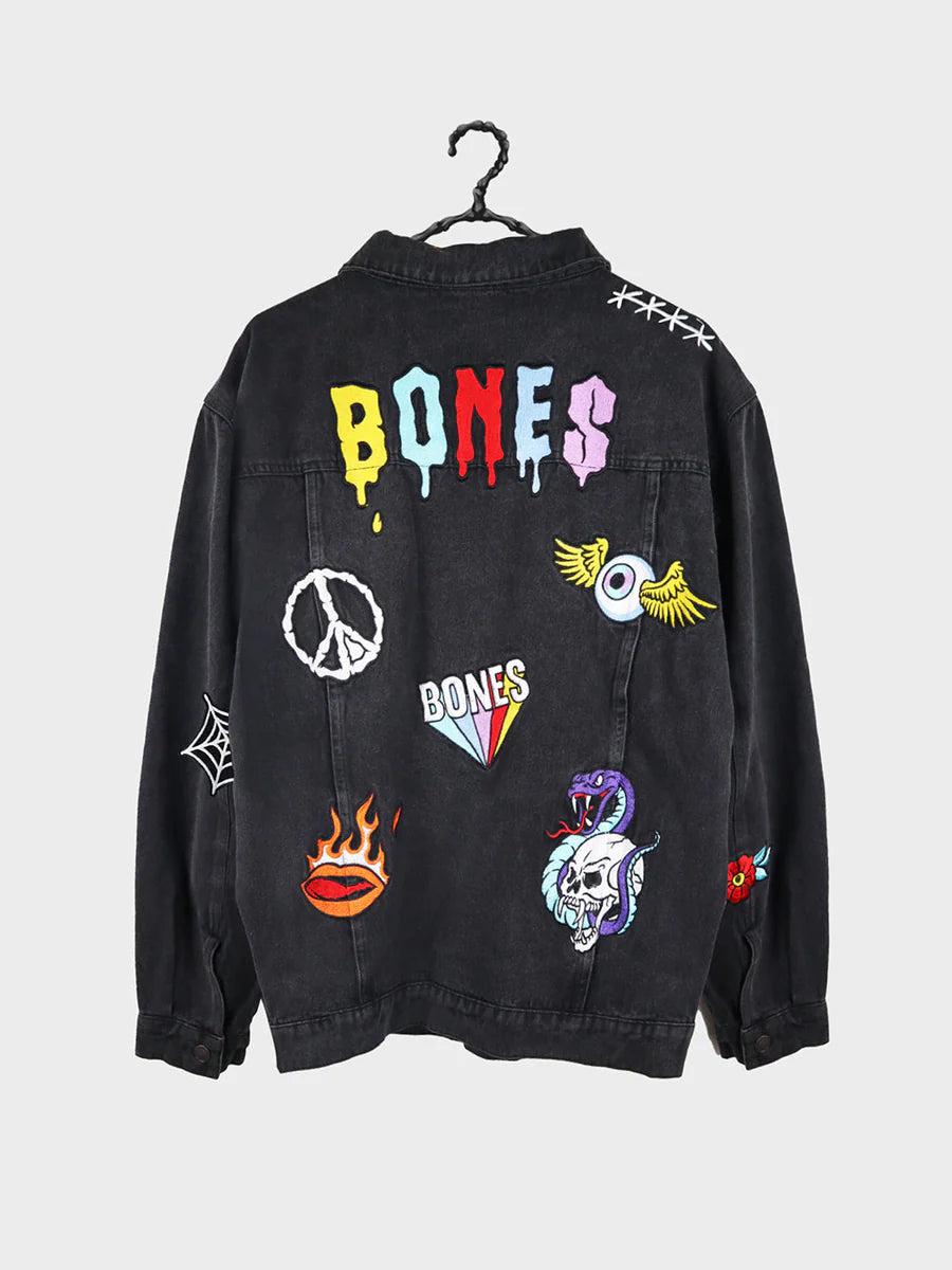 Acid Flash Patch Denim Jacket - Black