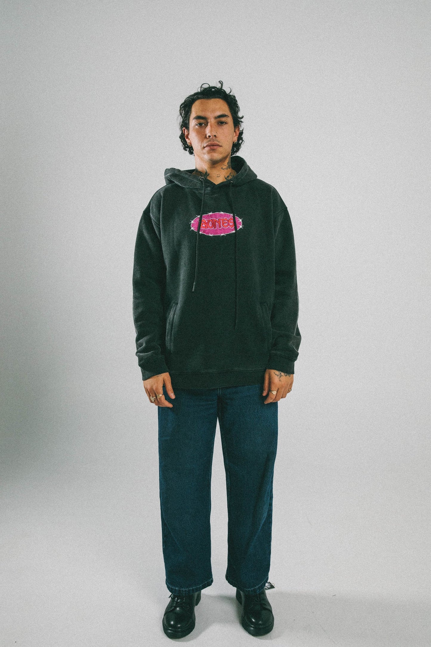 Bones Barb Hoodie - Acid Black
