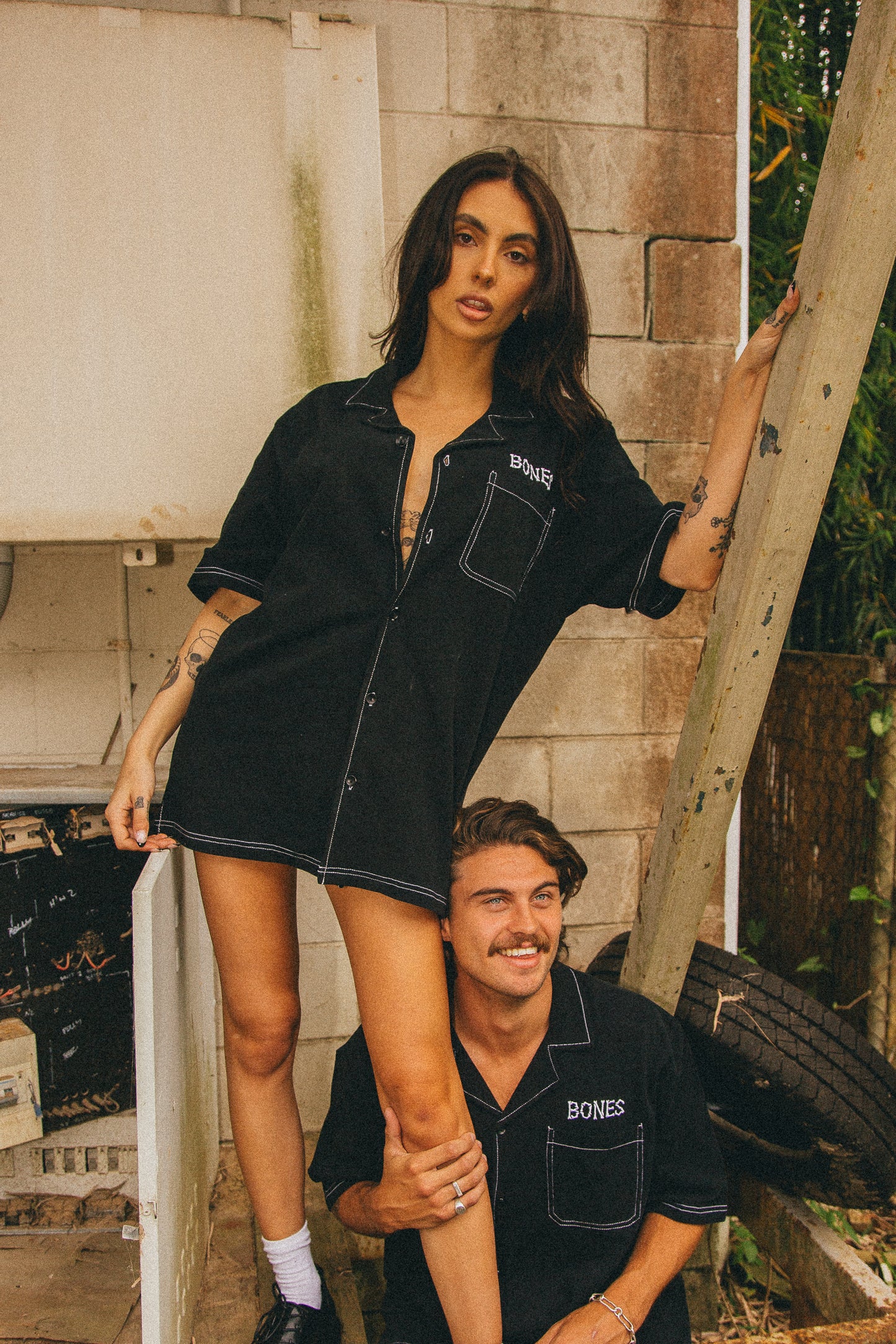 Bones Classic Contrast Stitch Shirt - Black