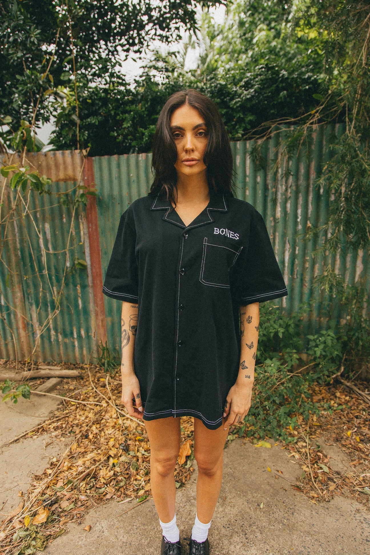 Bones Classic Contrast Stitch Shirt - Black