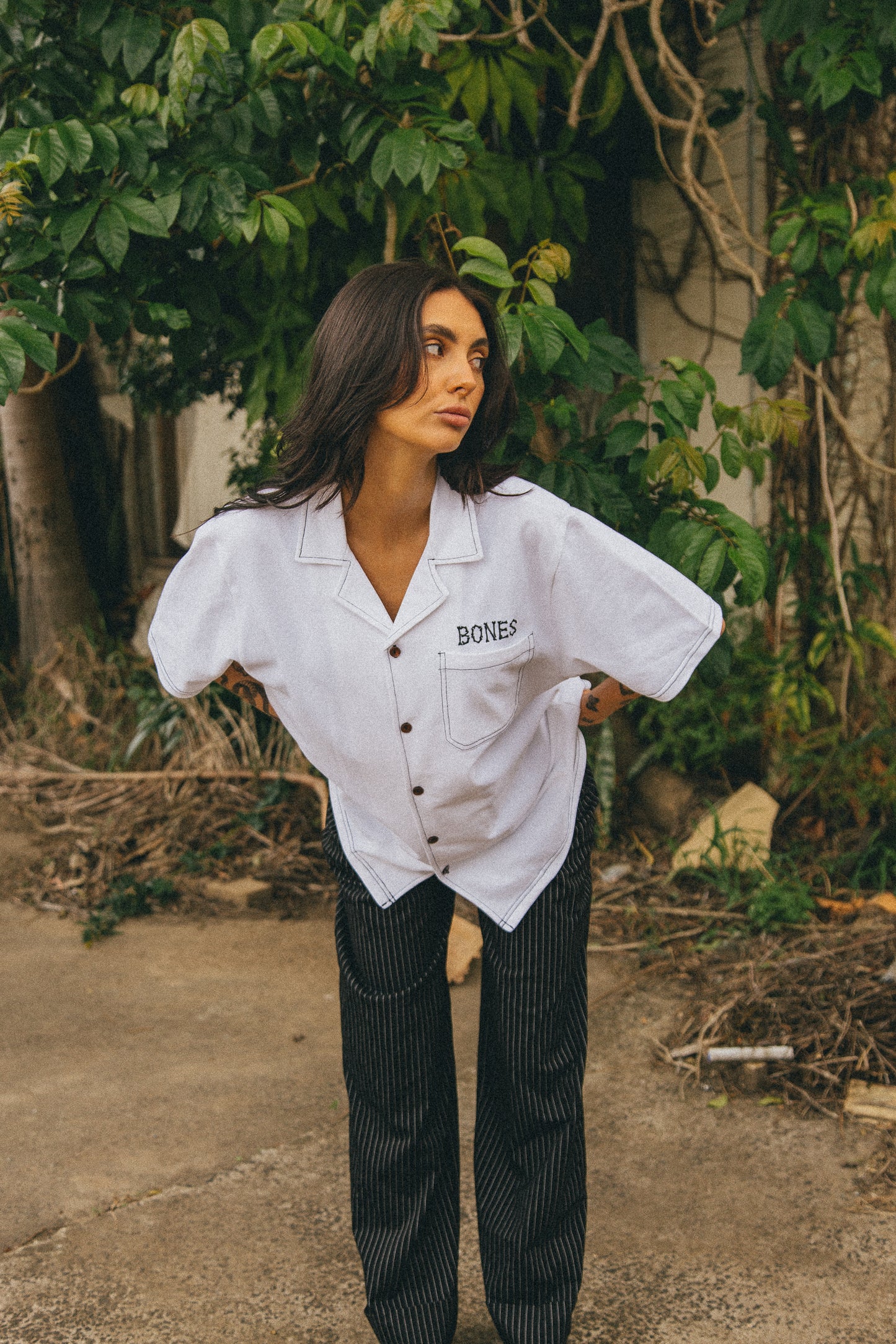 Bones Classic Contrast Stitch Shirt - White