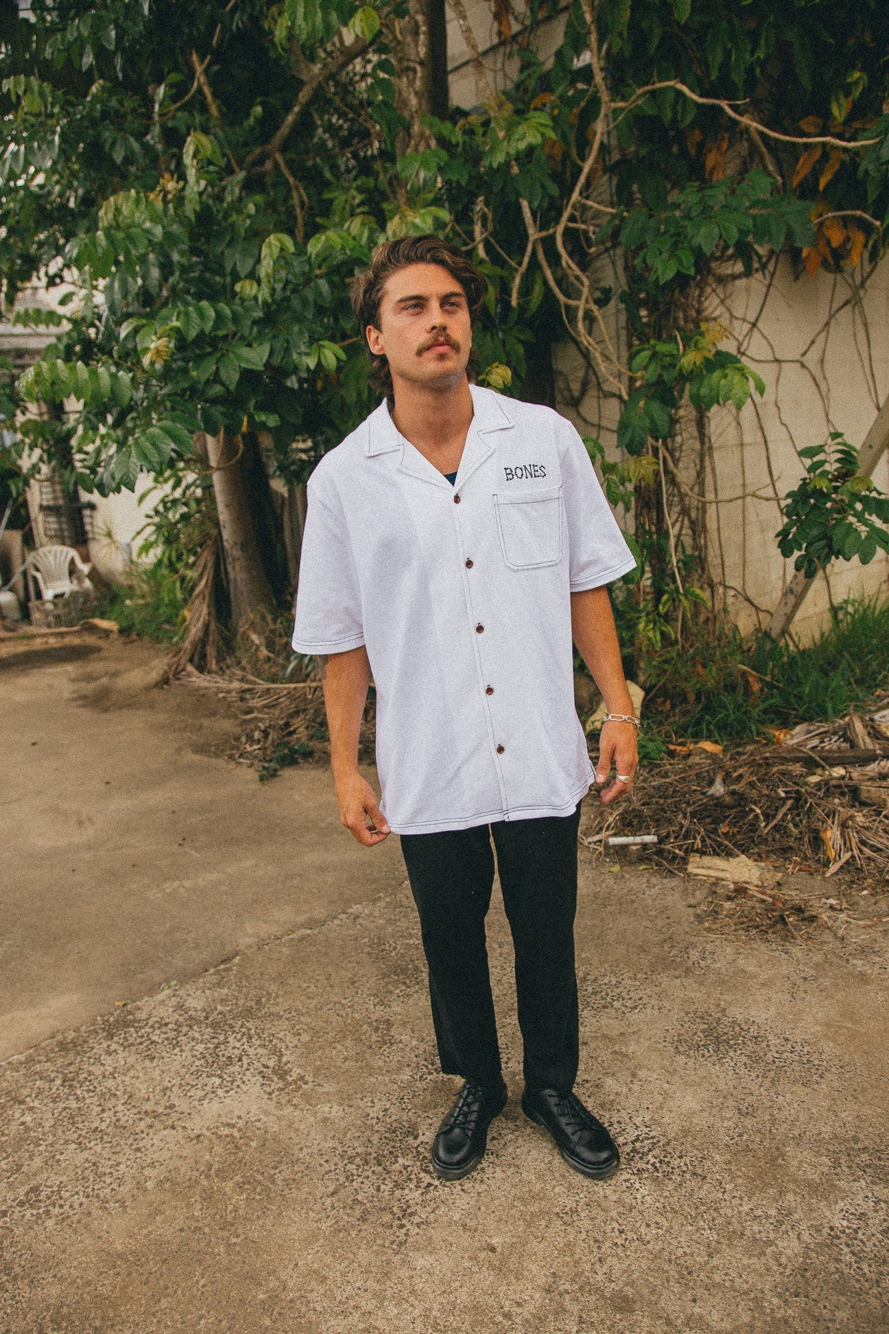 Bones Classic Contrast Stitch Shirt - White