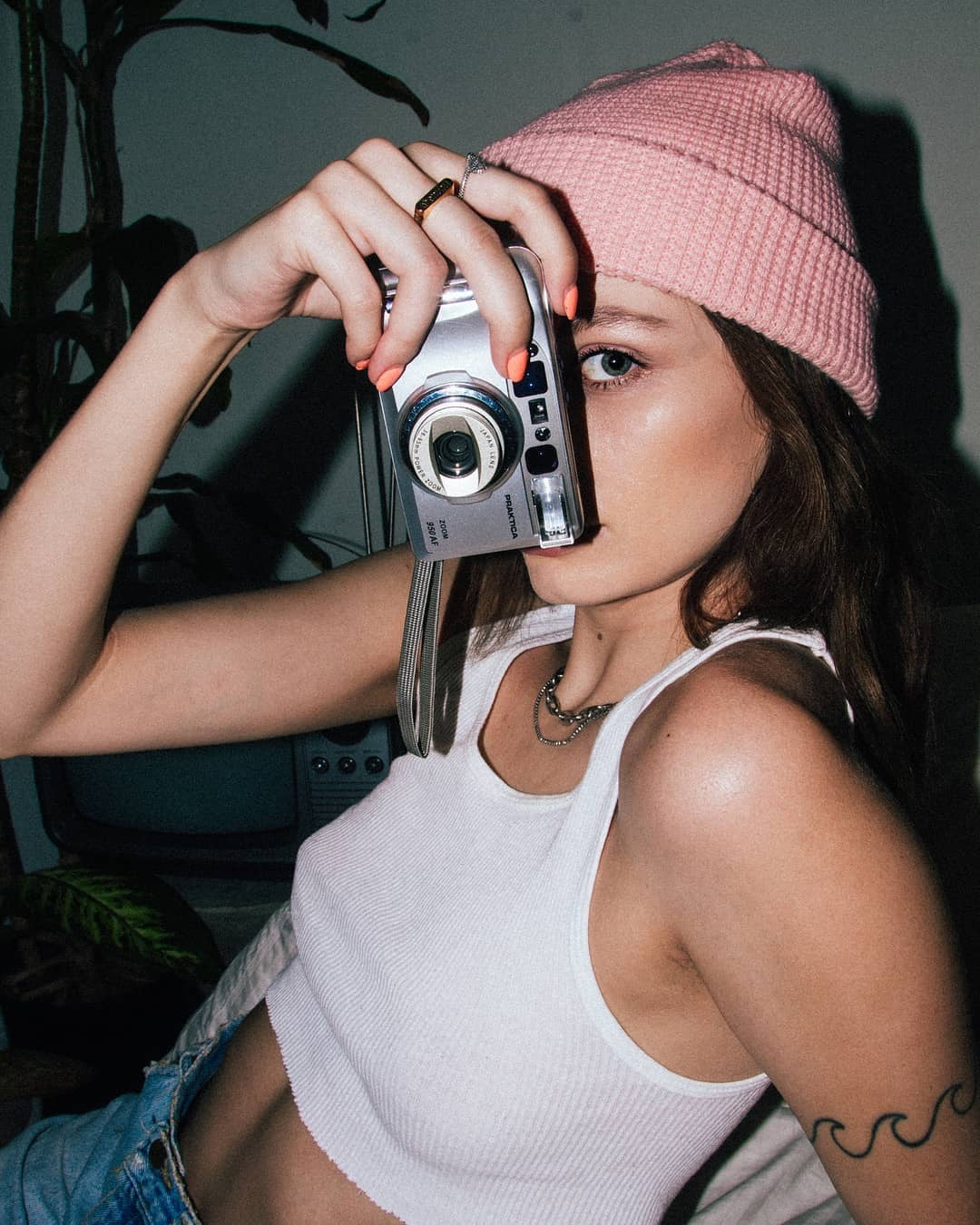 Pink Bits - Waffle Knit Beanie