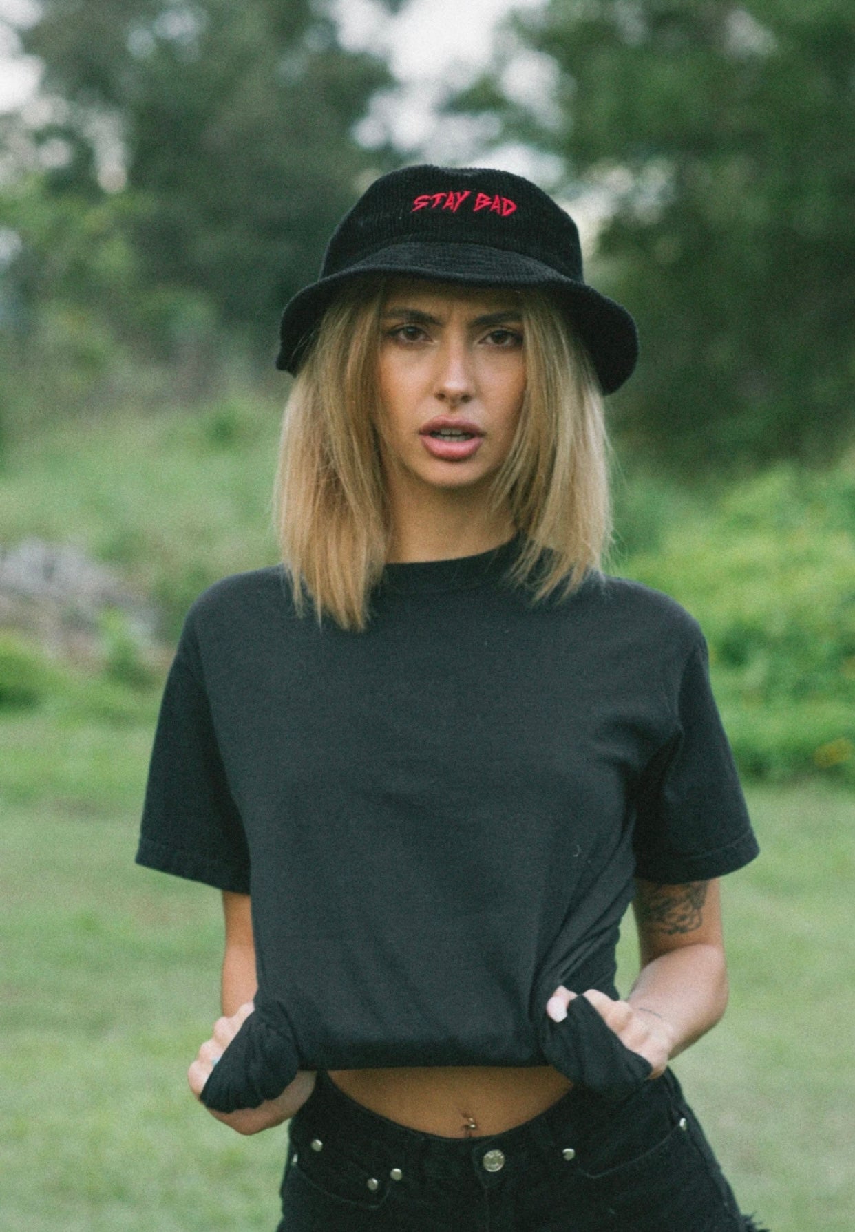 Stay Bad Bucket Hat - Black Corduroy