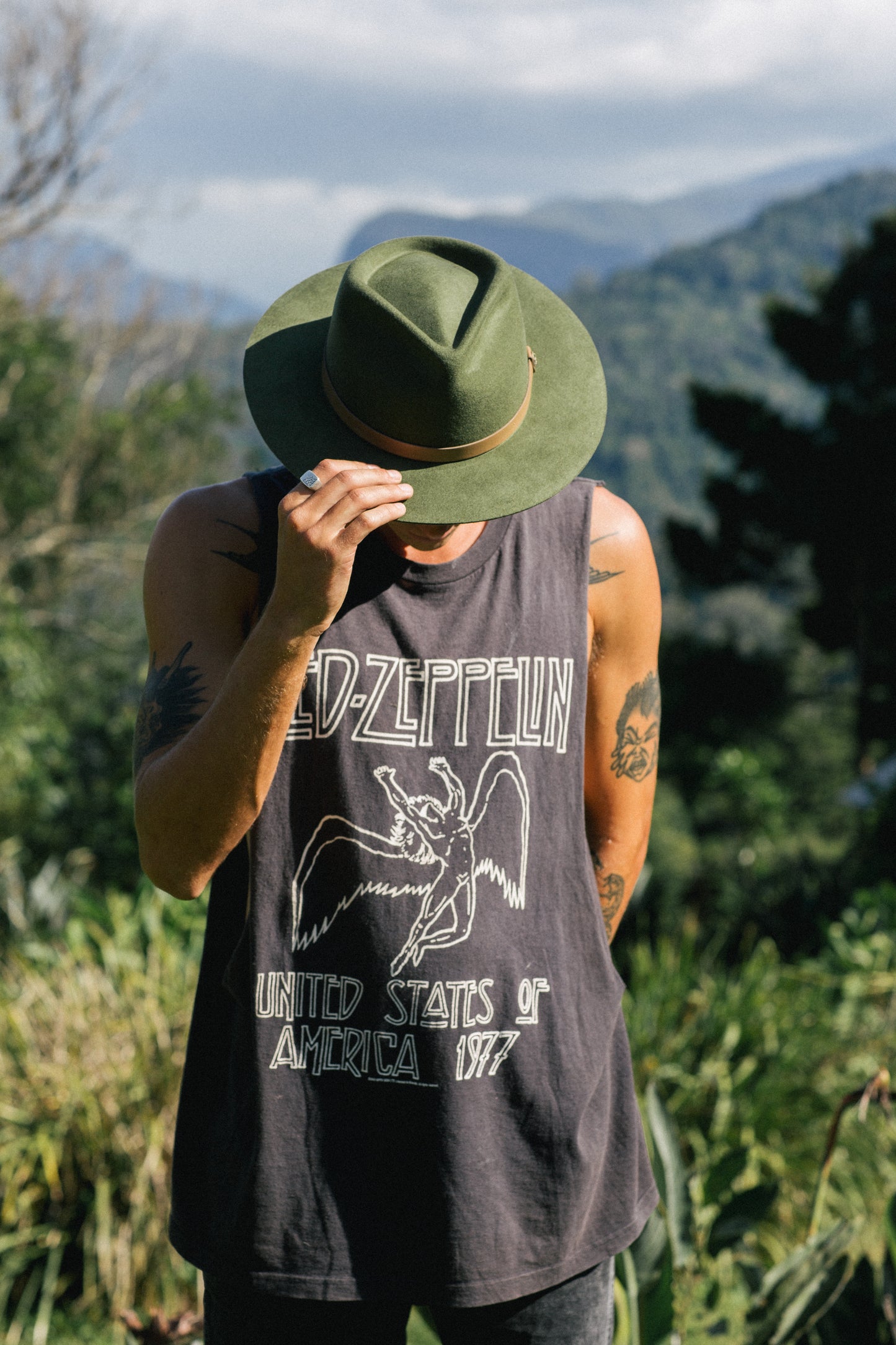 Greened Out - Wide Brim Fedora