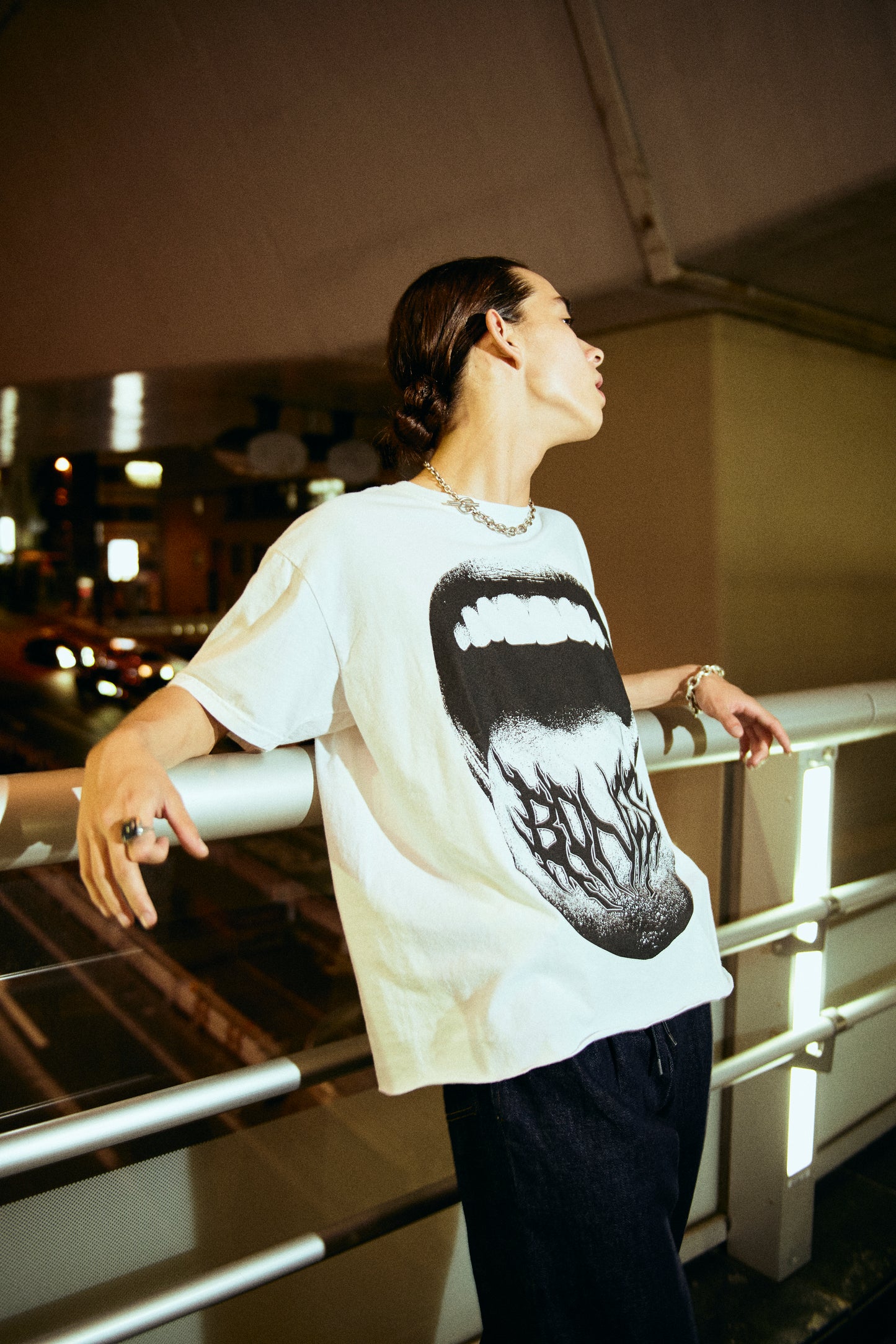 Mad Mouth Chopped Tee Vintage White