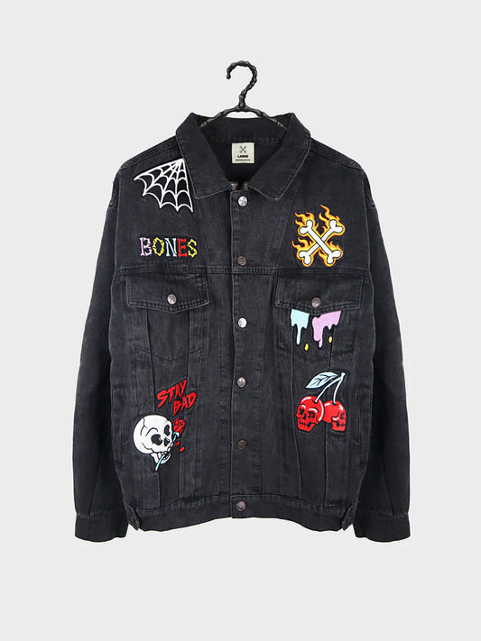 Acid Flash Patch Denim Jacket - Black