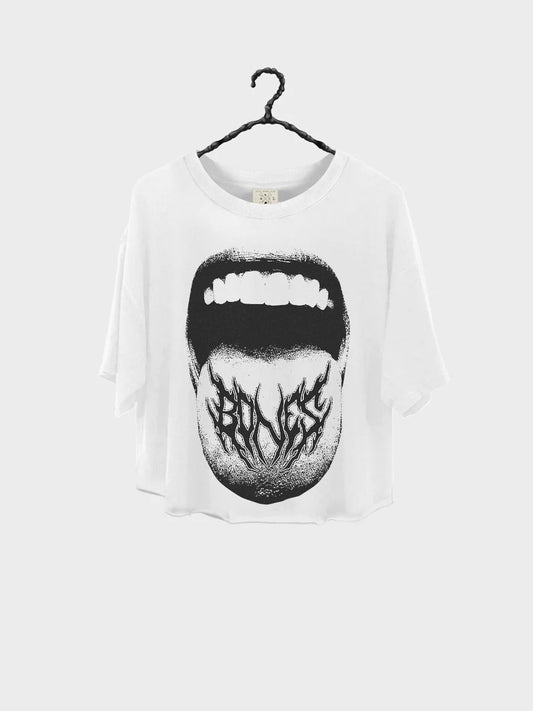 Mad Mouth Chopped Tee Vintage White