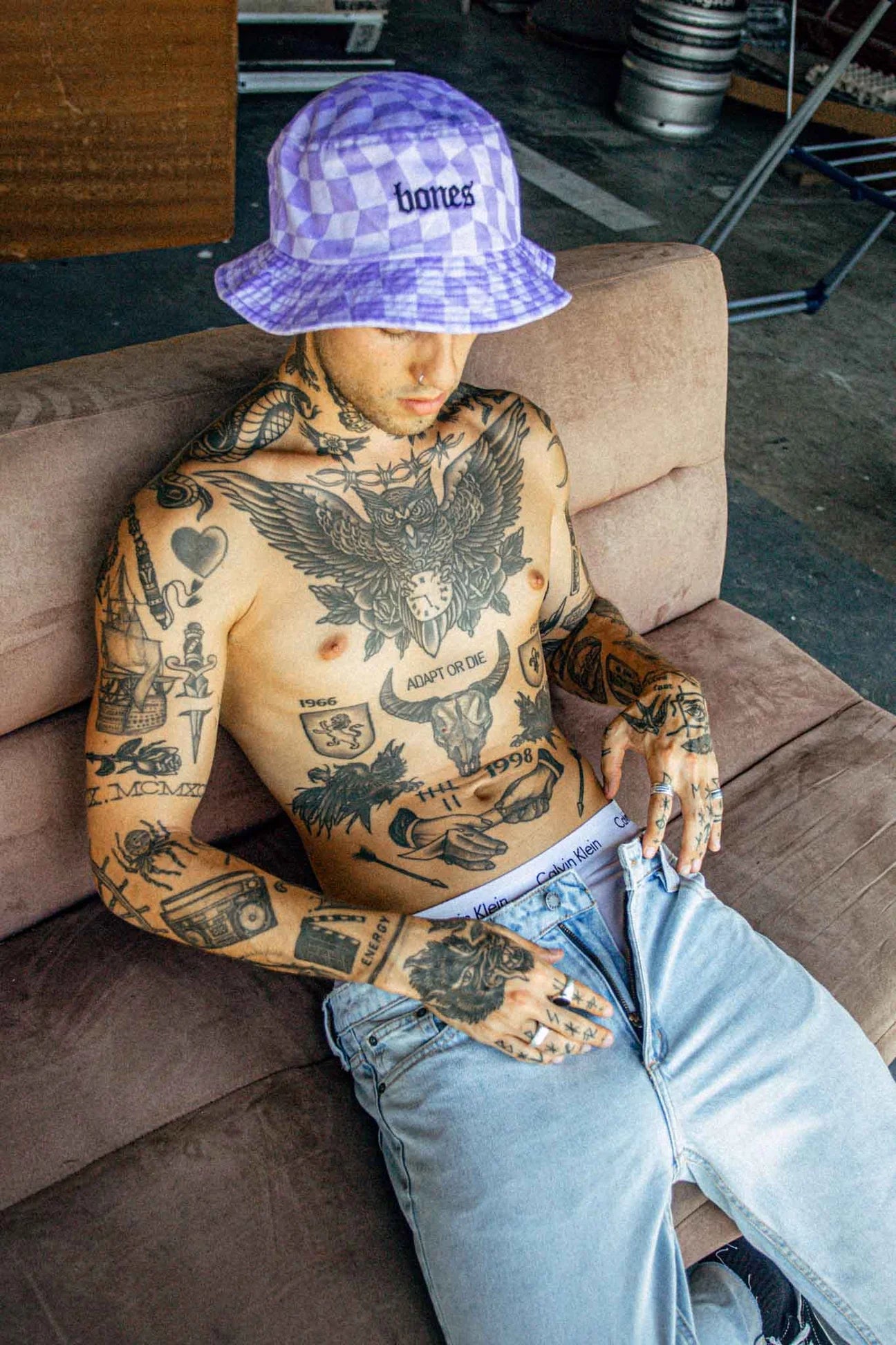 Billy Bones Club バケットハット Purple Check Bucket Hat