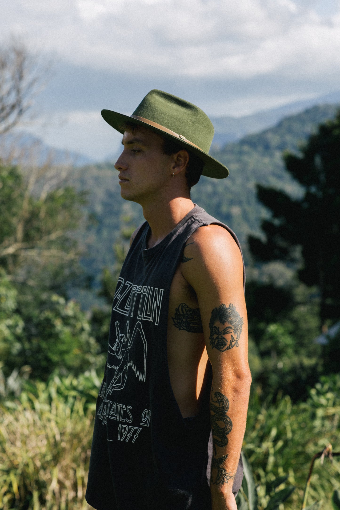 Greened Out - Wide Brim Fedora