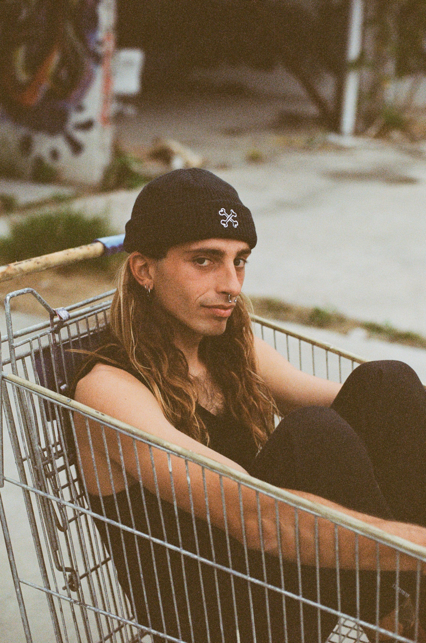 Cross Bones Logo Beanie - Black